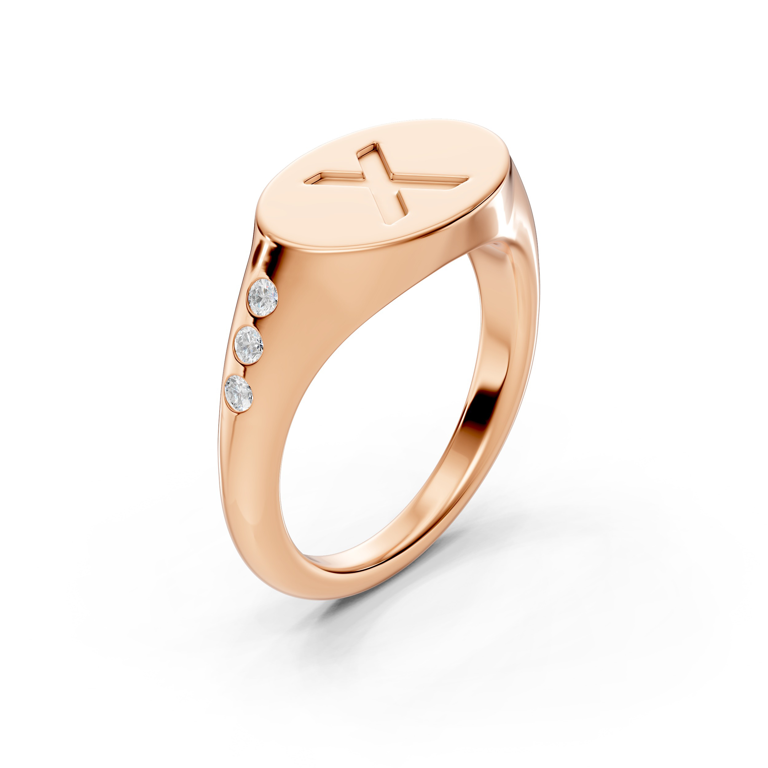 Initial Signet Diamond Accent Ring - X