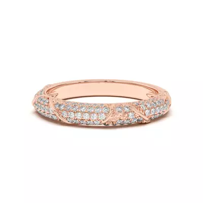 Laurel Twisting Vine And Leaf Pavé Band