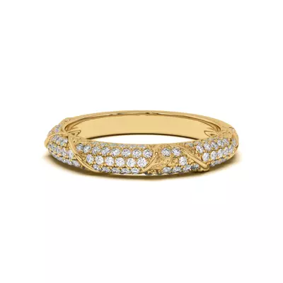 Laurel Twisting Vine And Leaf Pavé Band