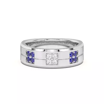 Quad Sapphire and Diamond Groove Band