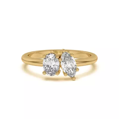 Toi et Moi Oval and Marquise Lab Ring (1.00 cttw)