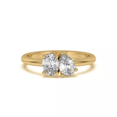 Toi et Moi Oval and Pear Lab Ring (1.00 cttw)