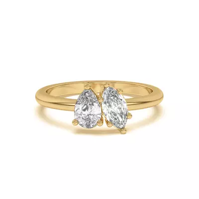 Toi et Moi Pear and Marquise Lab Ring (1.00 cttw)