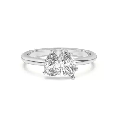 Toi et Moi Pear and Marquise Lab Ring (1.00 cttw)