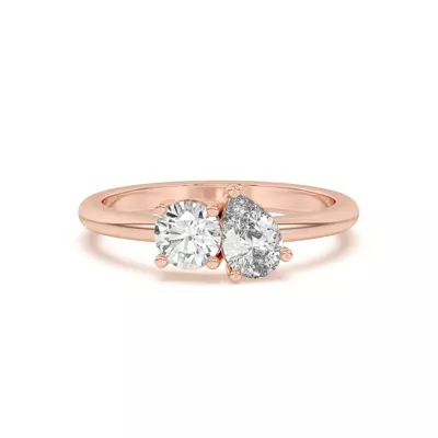 Toi et Moi Round and Pear Lab Ring (1.00 cttw)