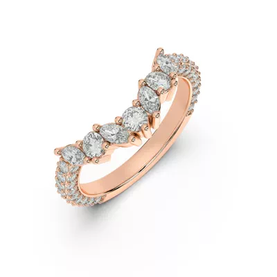 Tavia Mixed-Shape Wrapped Pavé Lab Diamond Curved Band