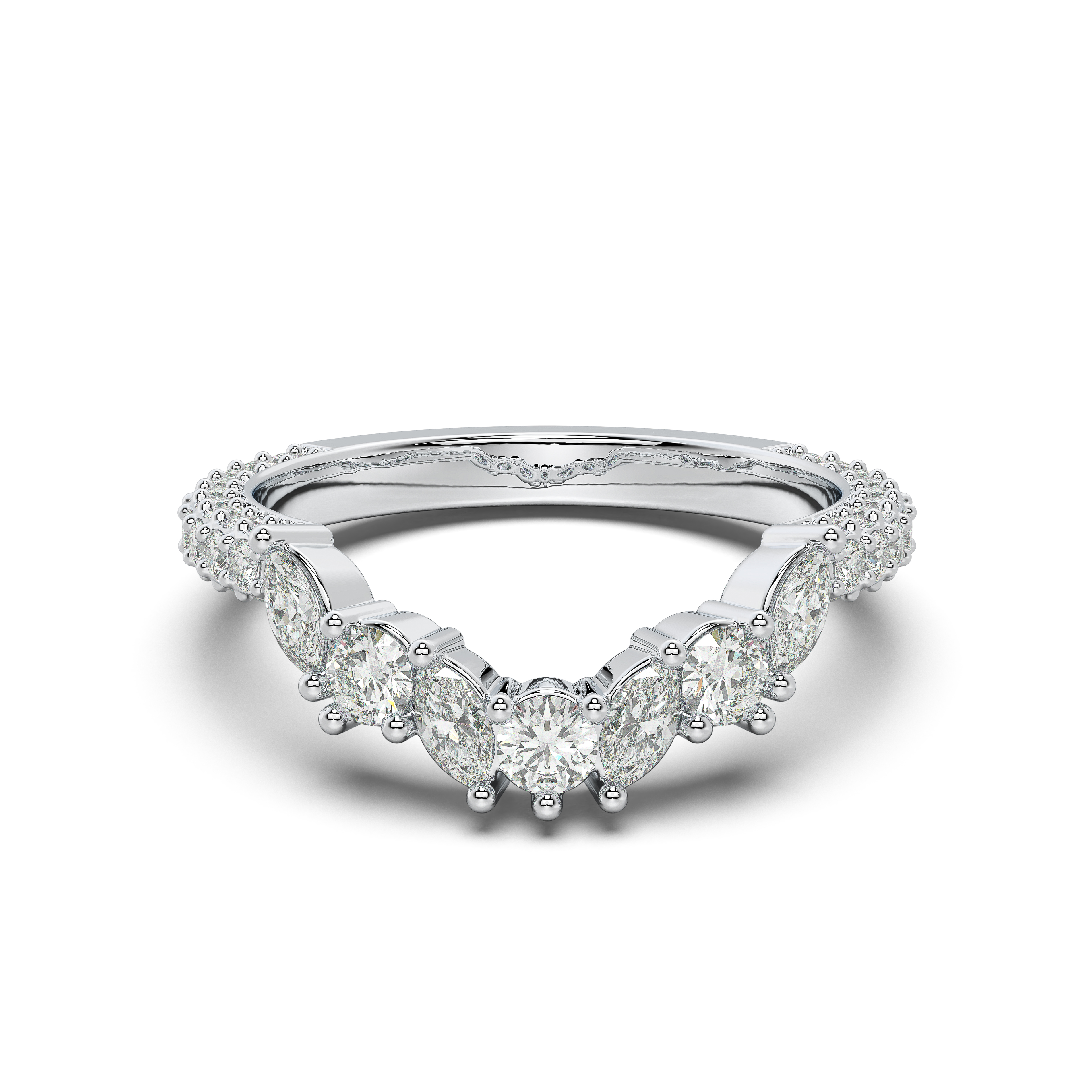 Tavia Mixed-Shape Wrapped Pavé Curved Band