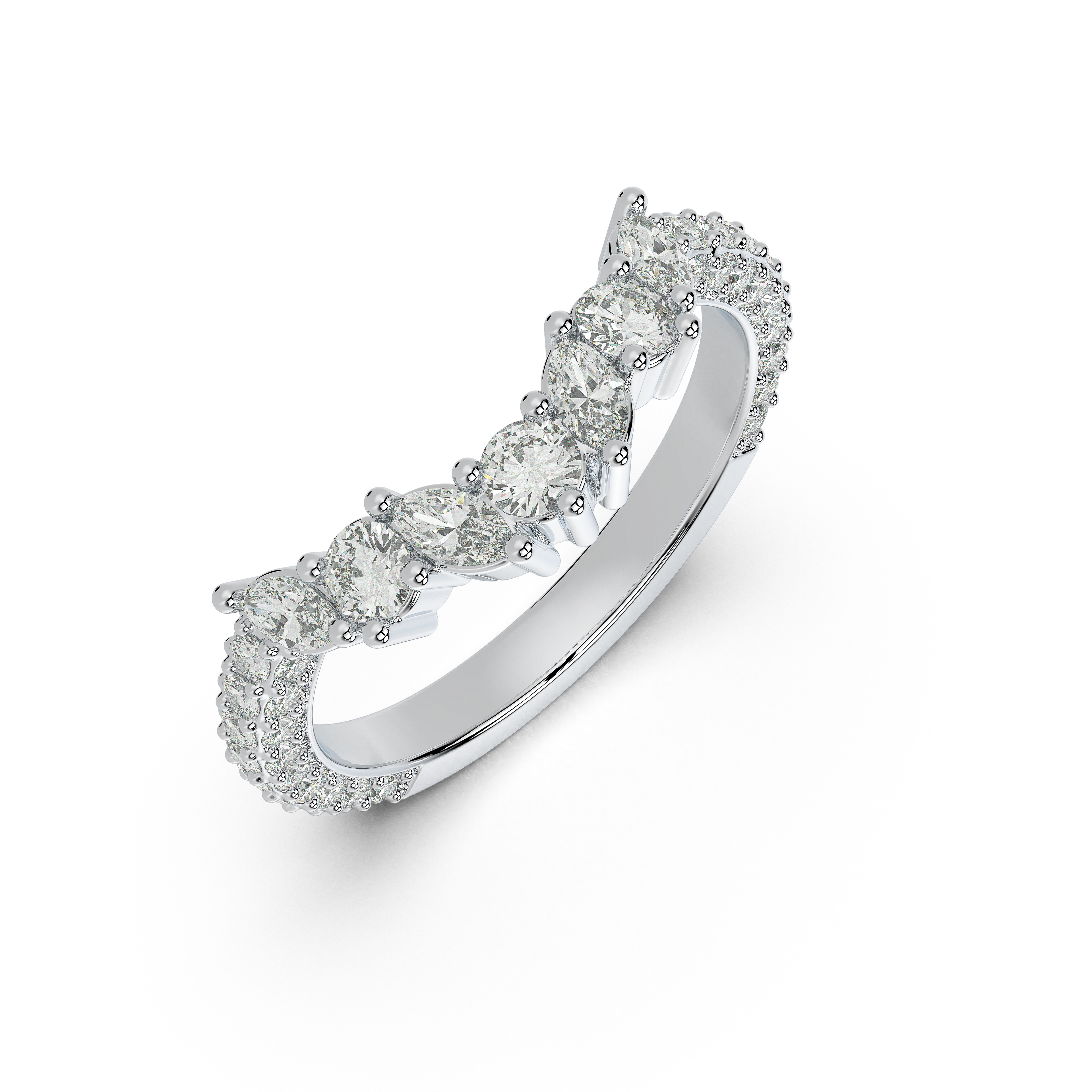 Tavia Mixed-Shape Wrapped Pavé Curved Band