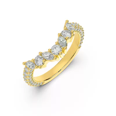 Tavia Mixed-Shape Wrapped Pavé Lab Diamond Curved Band