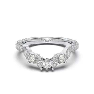 Tavia Mixed-Shape Wrapped Pavé Lab Diamond Curved Band