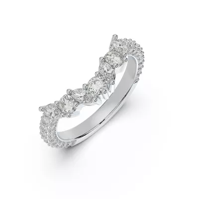 Tavia Mixed-Shape Wrapped Pavé Lab Diamond Curved Band