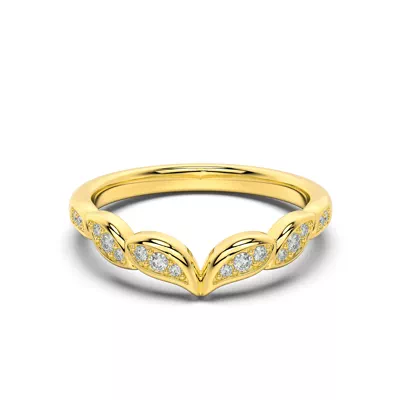 Senlis Lab Diamond Pavé Leaf Chevron Band