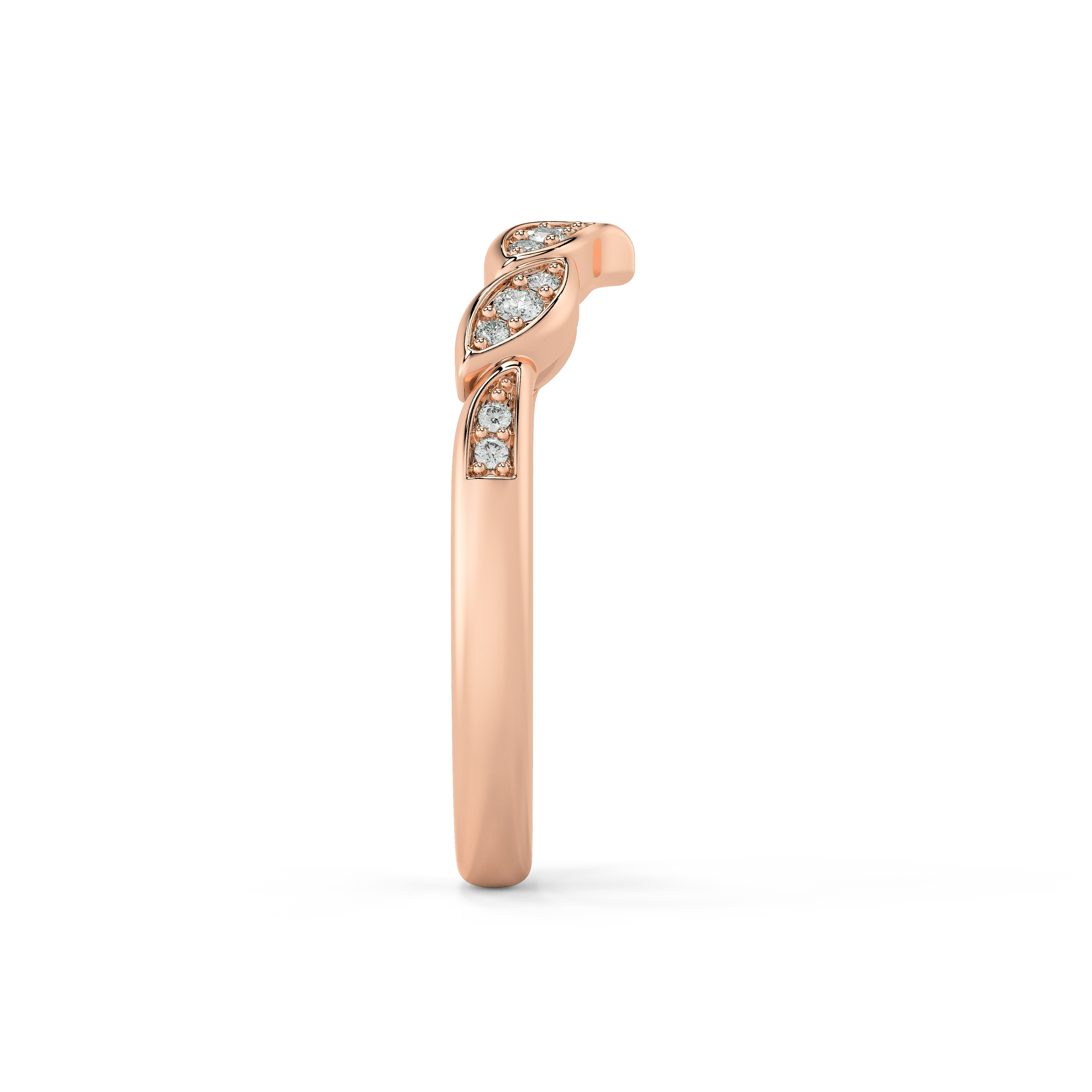 Senlis Lab Diamond Pavé Leaf Chevron Band