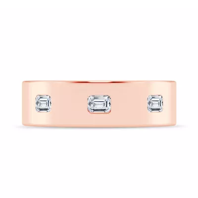 Flush Set Emerald-Cut Diamond Band (7mm)