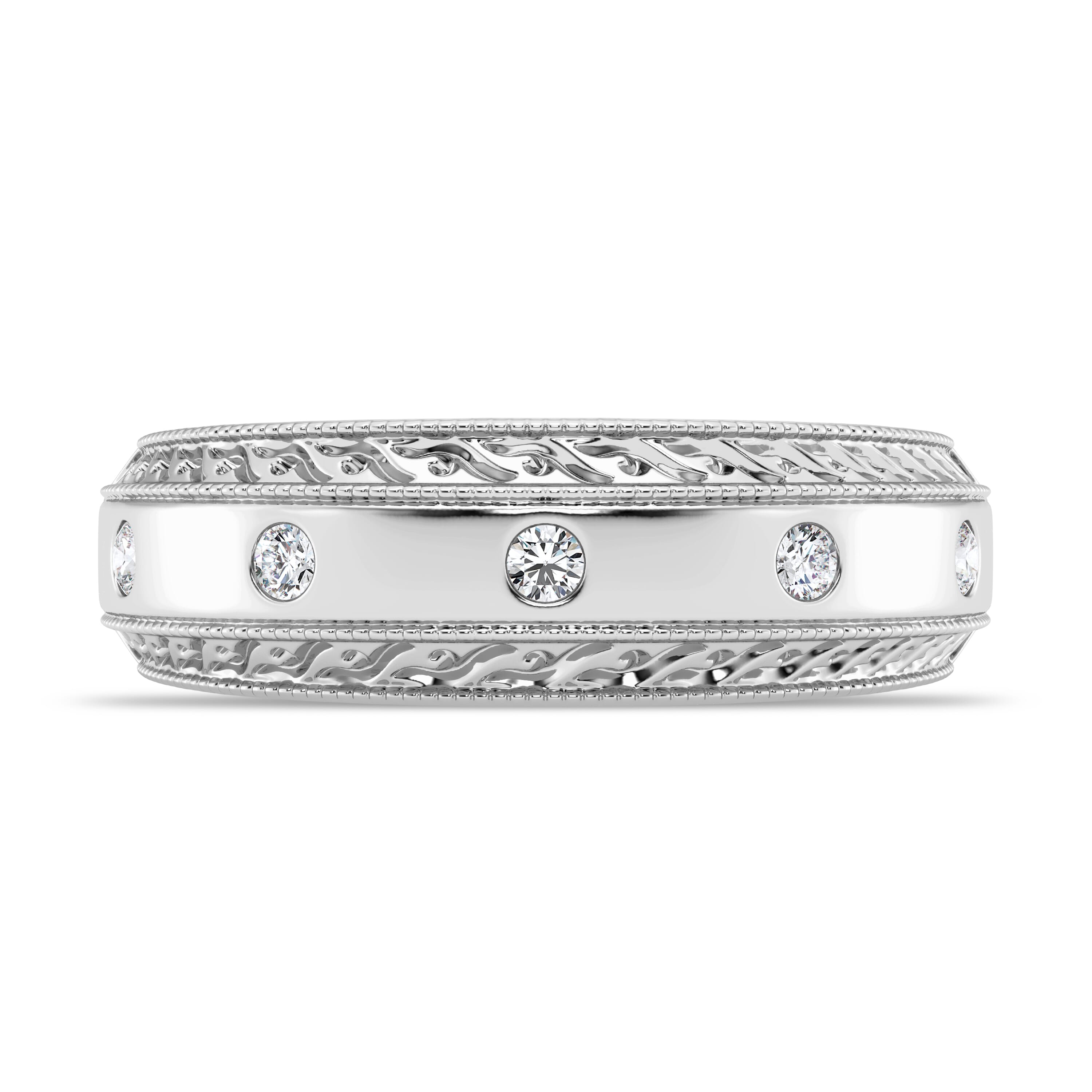 Engraved Lab Diamond Milgrain Band (7.5mm)