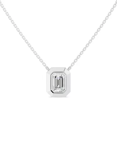 Faceted Bezel Emerald Lab Diamond Necklace (3.10 ct.)