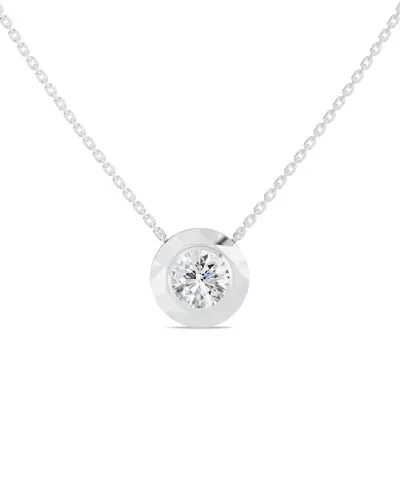 Faceted Bezel Round Lab Diamond Necklace (3.00 ct. )