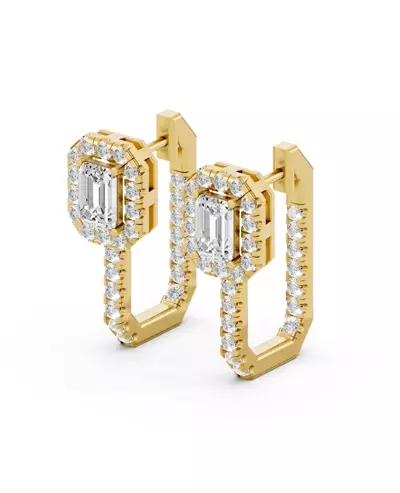 Elevated Emerald Halo Lab Diamond Hoop Earrings (3.20 ct. tw.)