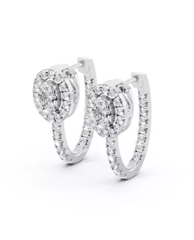 Elevated Oval Halo Lab Diamond Hoop Earrings (2.75 ct. tw.)