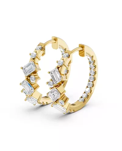 Mixed Shape Inside-Out Lab Diamond Hoops
