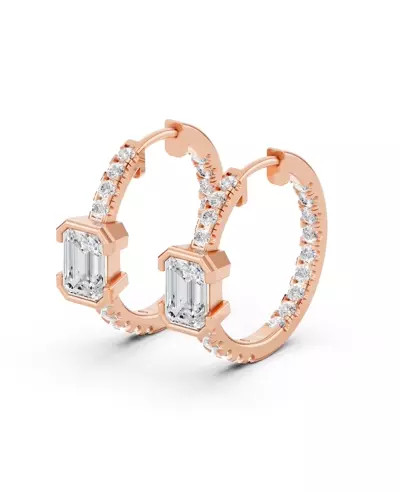 Vectra Emerald Lab Diamond Inside-Out Hoop Earrings