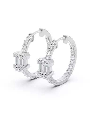 Vectra Emerald Lab Diamond Inside-Out Hoop Earrings