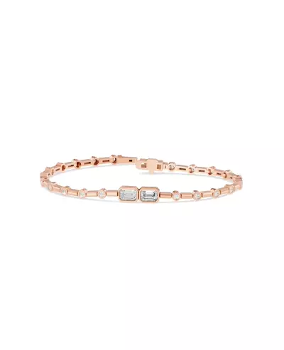 Bezel Emerald-Cut Duo Lab Diamond Bracelet
