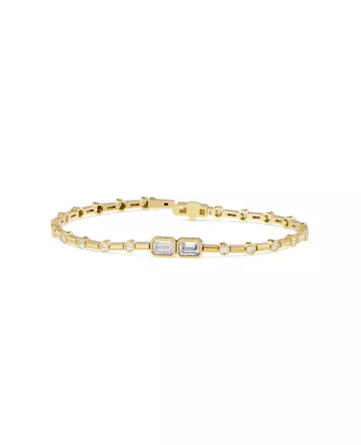 Bezel Emerald-Cut Duo Lab Diamond Bracelet