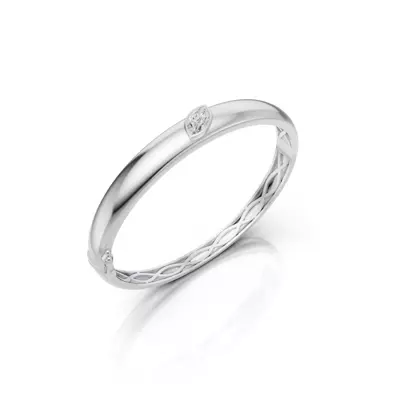 Marquise Lab Diamond Silver Bangle Bracelet