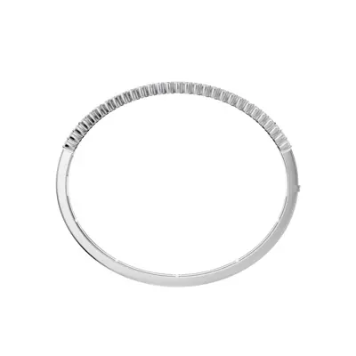 Double Row Lab Diamond Silver Bangle Bracelet