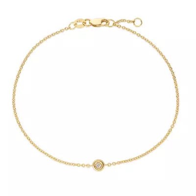 Bezel Diamond Station Gold Bracelet