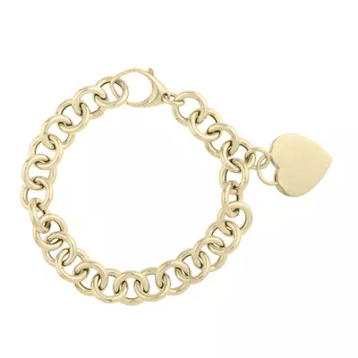 Heart Charm Rolo Gold Bracelet
