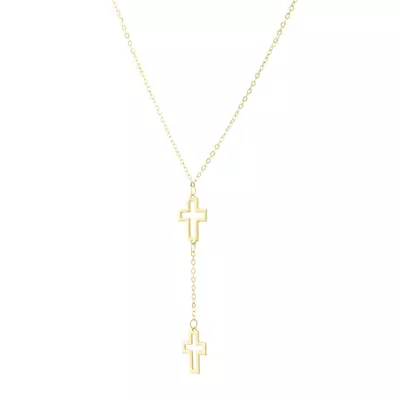 Double Cross Lariat Necklace