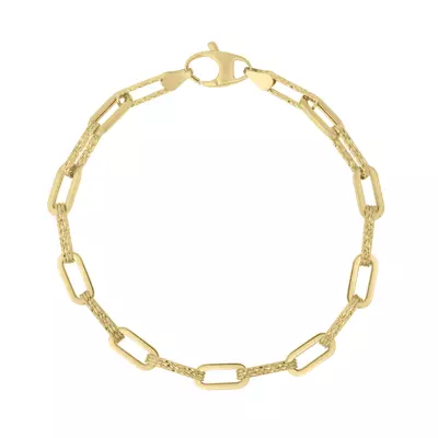 Textured Paperclip Link Gold Bracelet