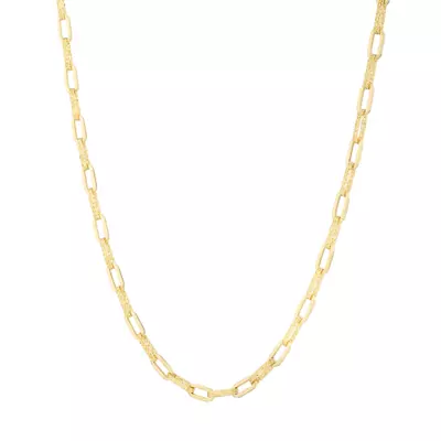 Textured Paperclip Link Gold Necklace