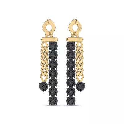 Midnight Noir Chainline Black Diamond Pavé Drop Earrings By Christian Siriano