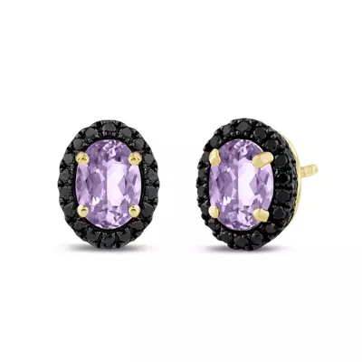 Midnight Noir Amethyst Halo Earrings By Christian Siriano