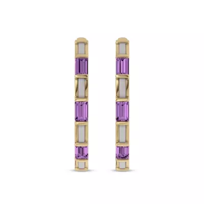 Segment Amethyst Baguette Earrings By Christian Siriano