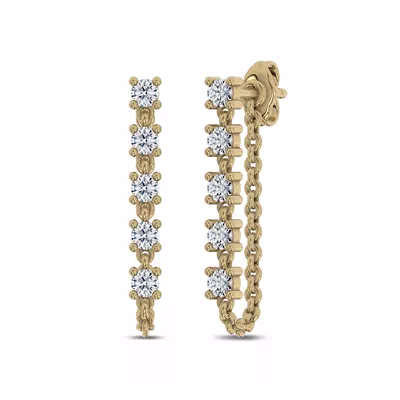Linear Lab Diamond Chain Drape Studs