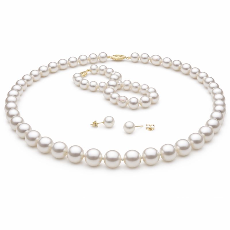 Freshwater Pearl Necklace, Bracelet & Earrings Set (7–8mm)