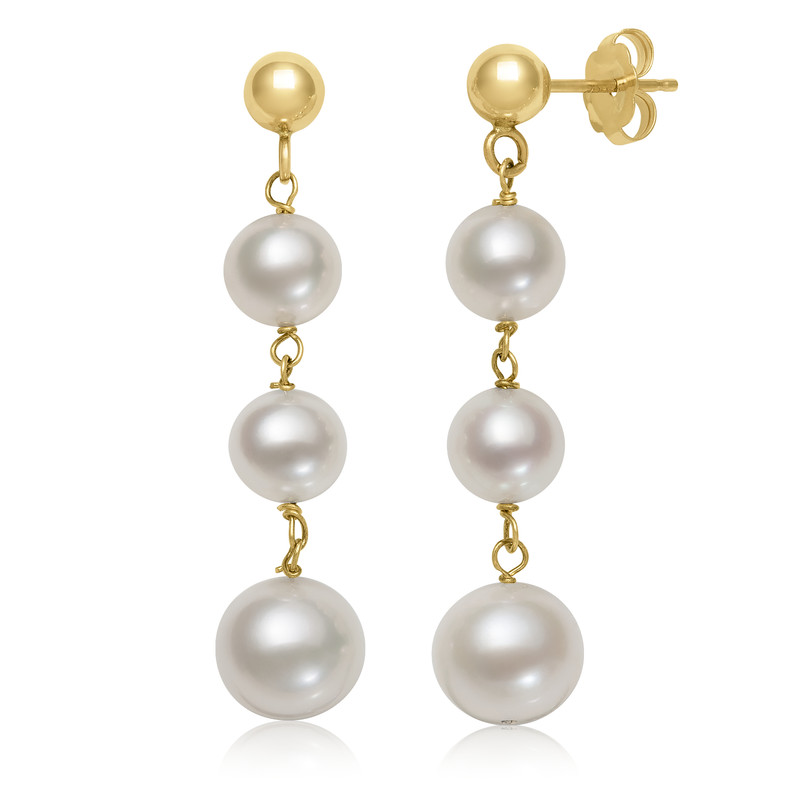 Graduated Freshwater Pearl Drop Earrings (5–8mm)