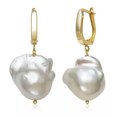 Freshwater Baroque Pearl Hoop Earrings (13–14 mm)