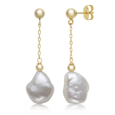 Freshwater Baroque Pearl Drop Earrings (10–11 mm)