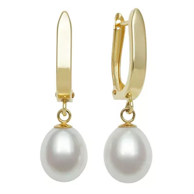 Freshwater Pearl Drop Huggie Earrings (6–7 mm)