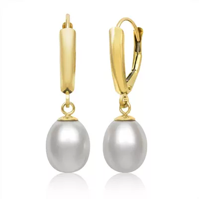 Freshwater Pearl Drop Huggie Earrings (6–7 mm)