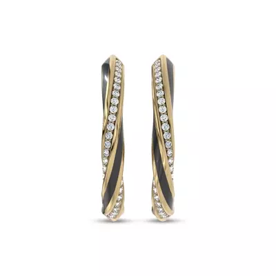 Midnight Noir Twisted Lab Pavé Hoop Earrings By Christian Siriano