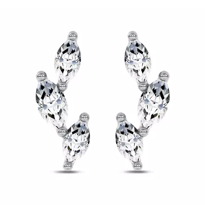Three-Stone Marquise Lab Diamond Studs