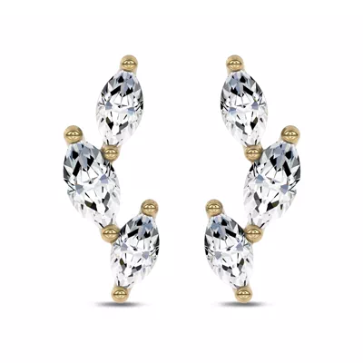 Three-Stone Marquise Lab Diamond Studs