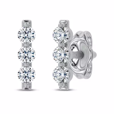 Three-Stone Lab Diamond Bar Studs