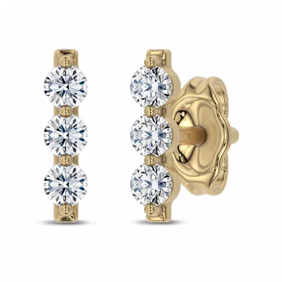 Three-Stone Lab Diamond Bar Studs